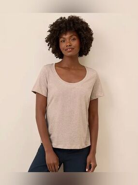 Pact Softspun Scoop Neck Short Sleeve Tee - Light Taupe Heather